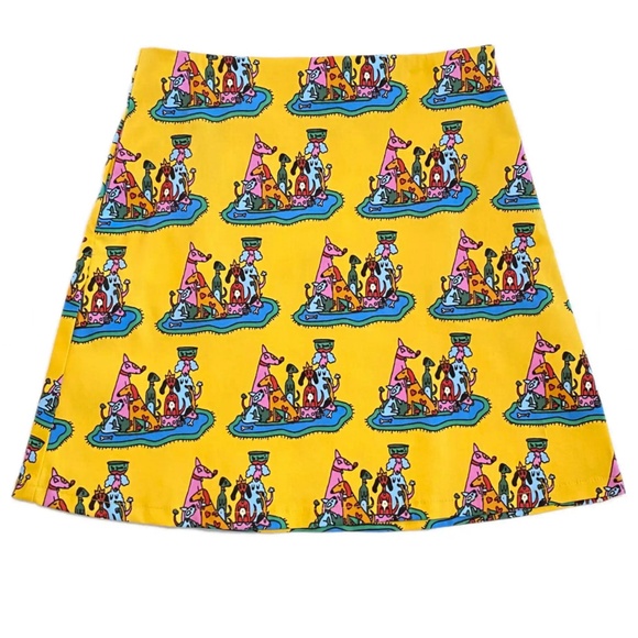 Nooworks Dresses & Skirts - NWT NOOWORKS Dog Party Yellow Twill Mini Skirt Size Large